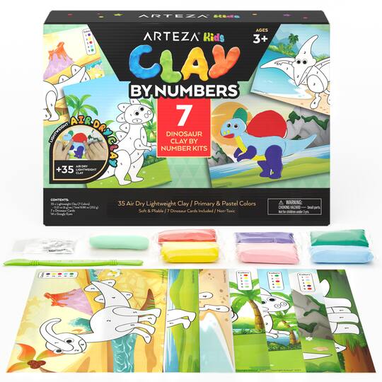 Arteza® Kids Dinosaurs Clay By Numbers Kit